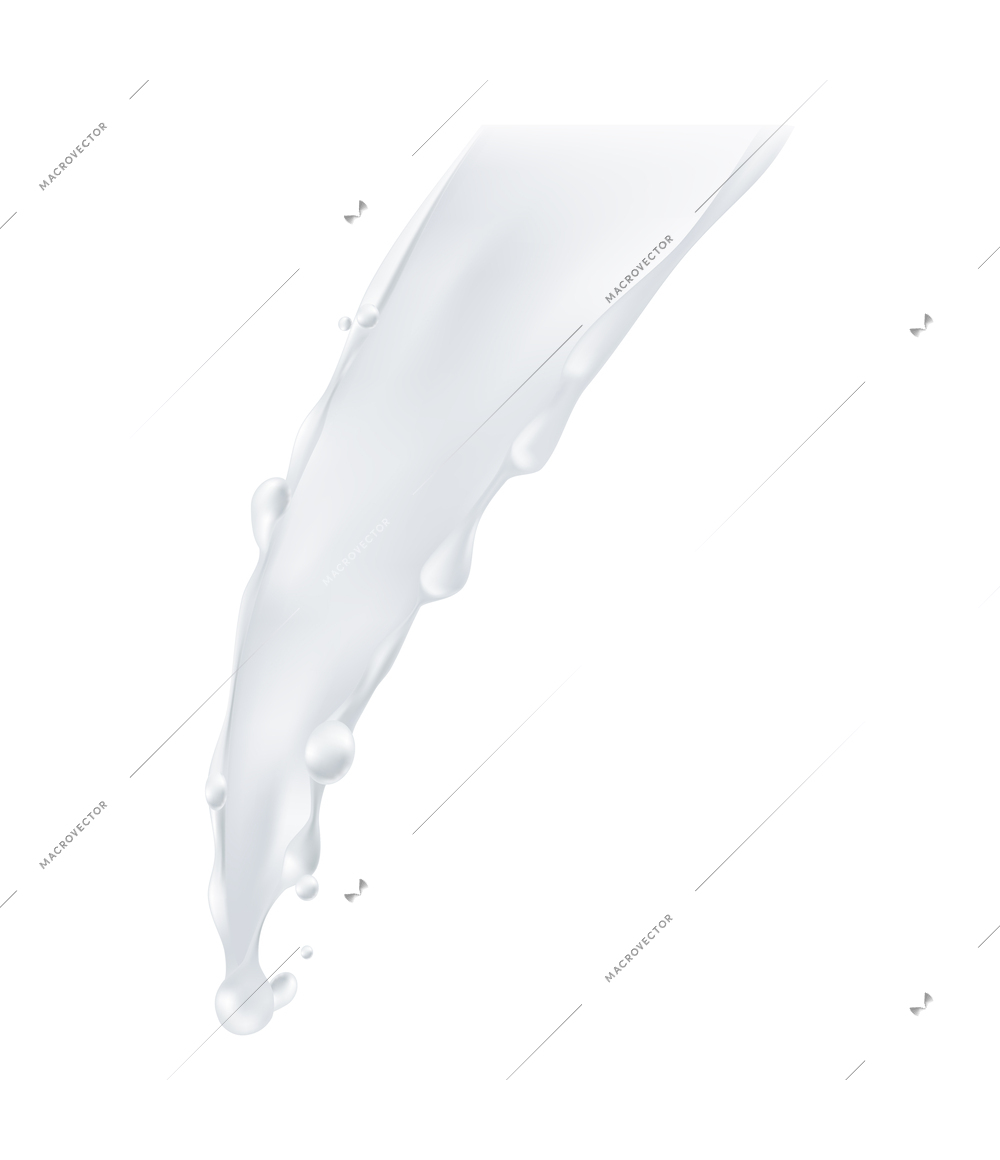 Realistic pouring milk on white background realistic vector illustration
