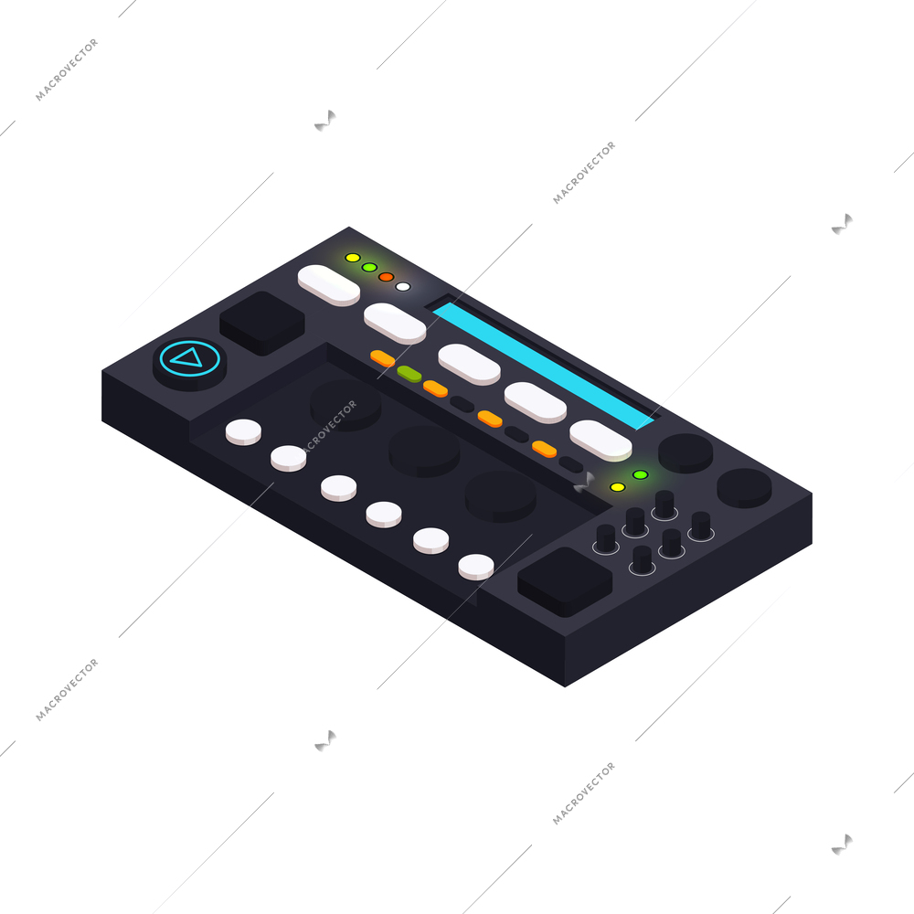 Music recording studio equipment dj tool isometric icon vector illustration