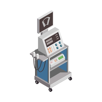 Echocardiography equipment isometric icon 3d vector illustration
