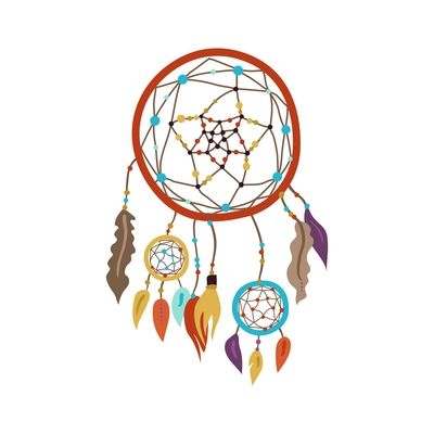 Dreamcatcher in boho style flat vector illustration