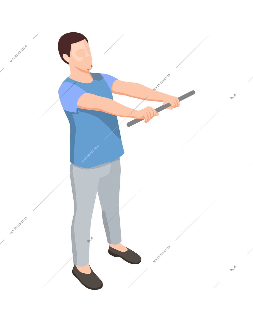 Male patient during physiotherapy and rehabilitation procedures isometric icon vector illustration