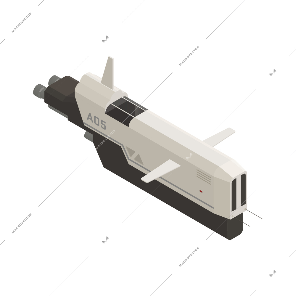 Isometric military spaceship on white background 3d icon vector illustration