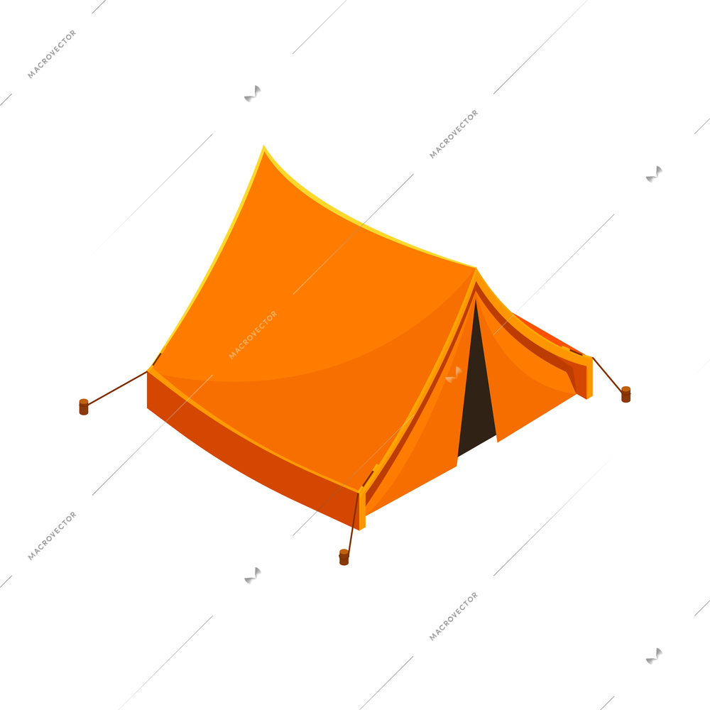 Orange tent isometric icon on white background 3d vector illustration