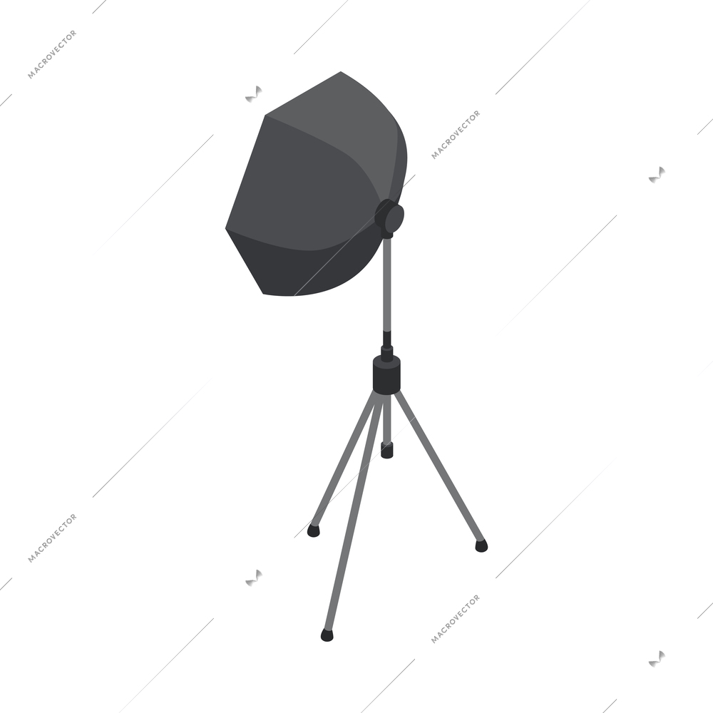 Photo studio lighting equipment back view isometric icon vector illustration