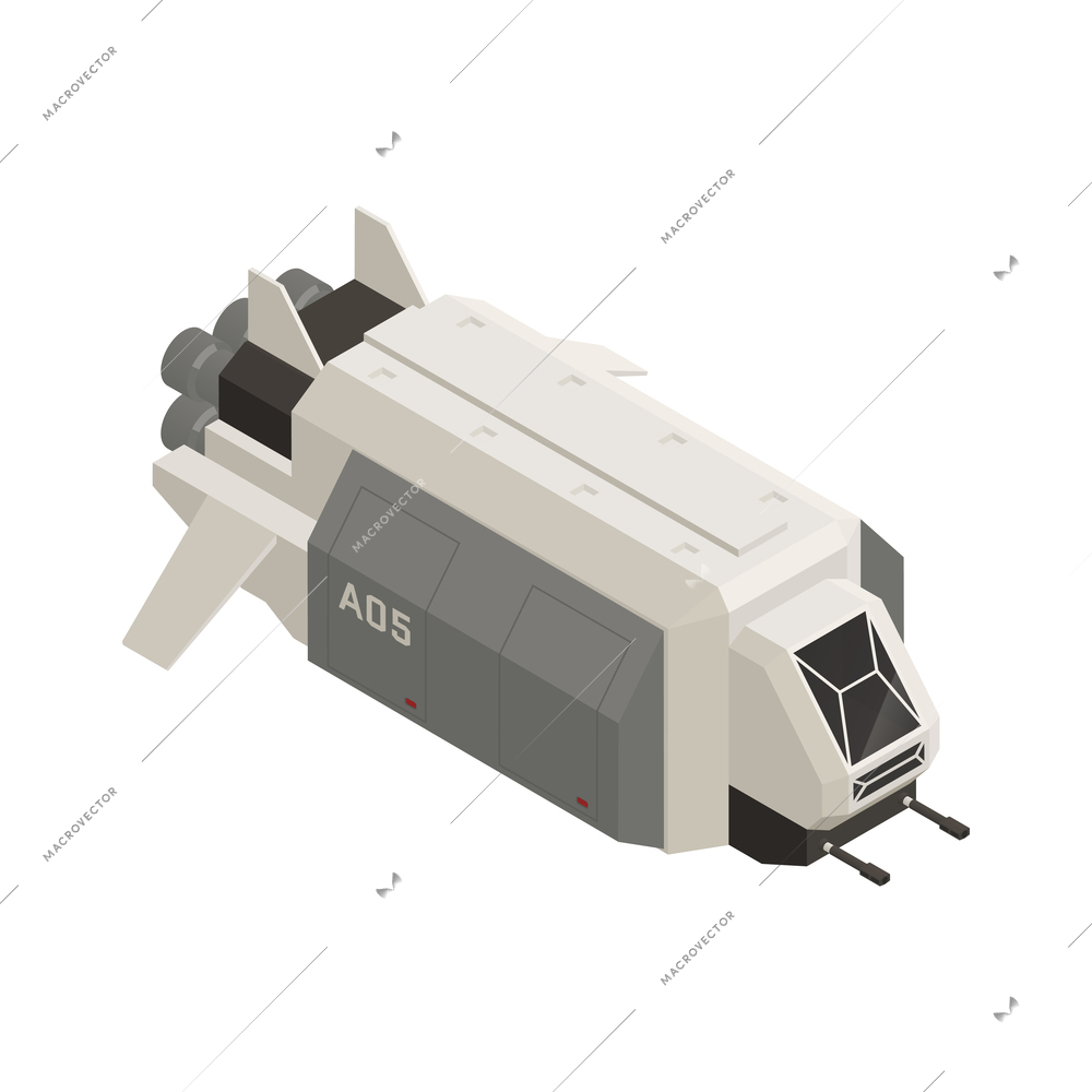 Isometric landing spaceship 3d icon vector illustration