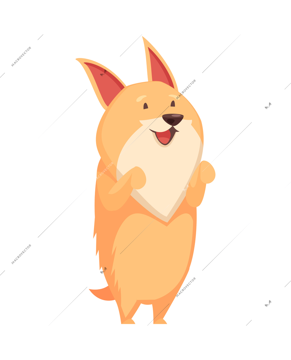 Cartoon cute puppy sitting up and begging vector illustration