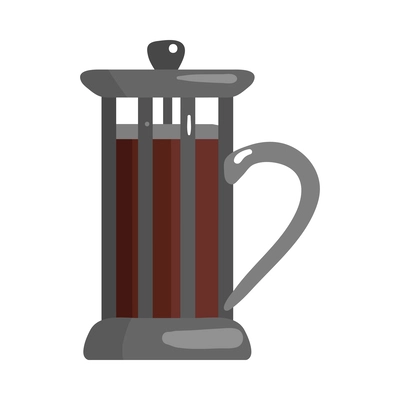 Glass coffee french press icon in flat style vector illustration
