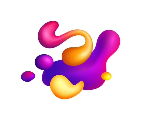 Cartoon abstract shape of holographic fluid spills on white background vector illustration