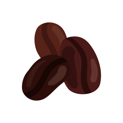 Roasted coffee beans on white background flat vector illustration