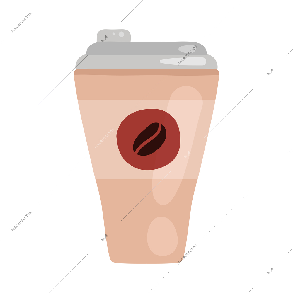 Flat plastic coffee cup on white background vector illustration