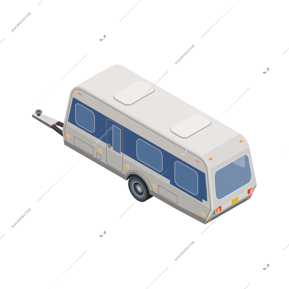 Camper recreational vehicle isometric icon 3d vector illustration