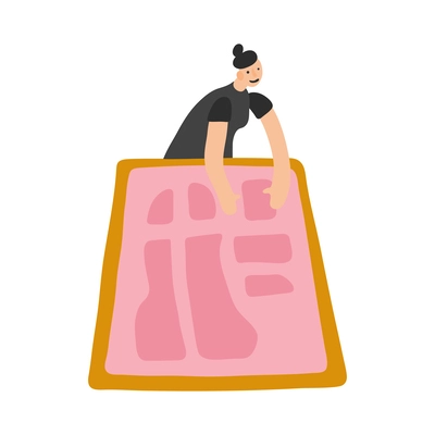 Garment factory worker working with fabric flat icon vector illustration