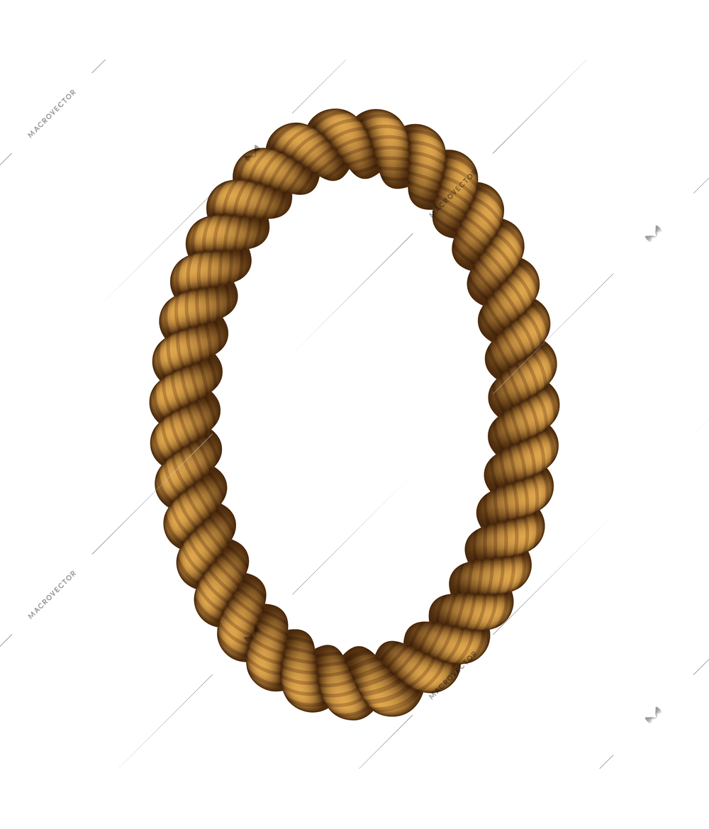 Realistic oval rope frame on white background vector illustration