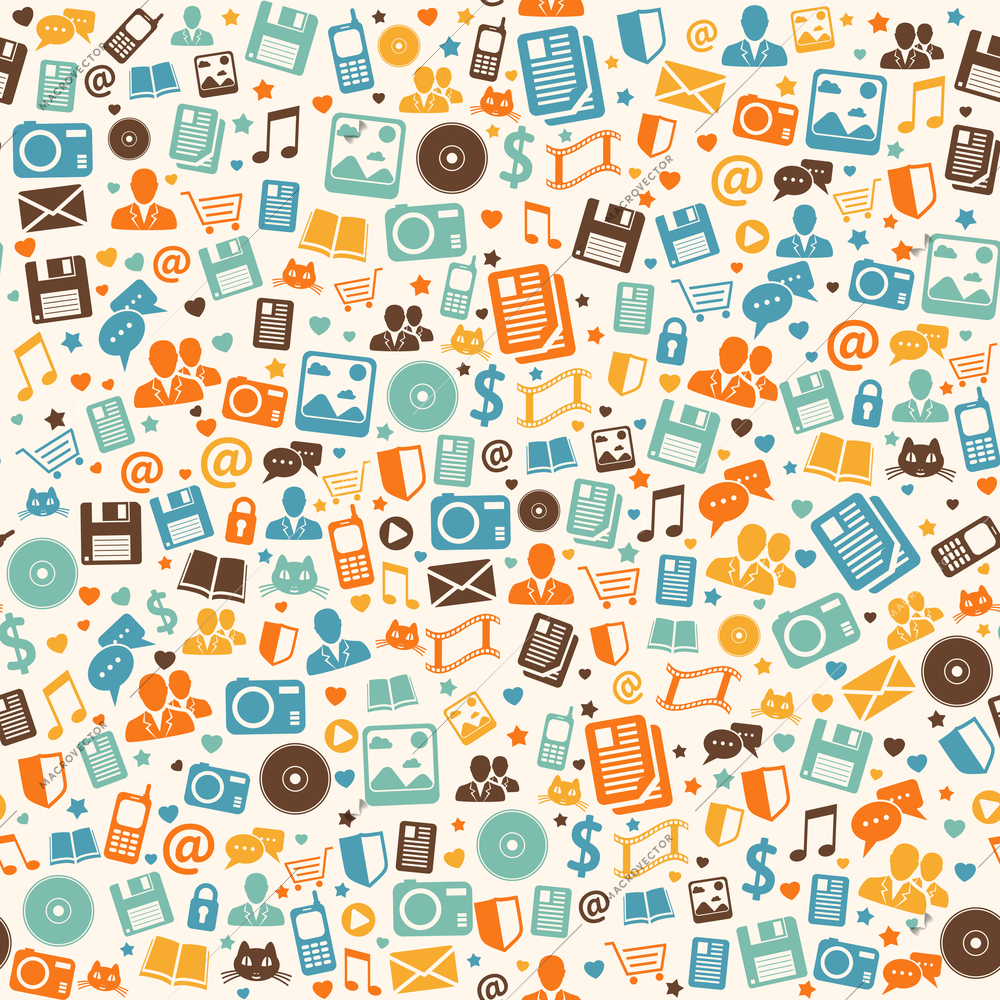 Seamless pattern background of social media apps and digital services vector illustration
