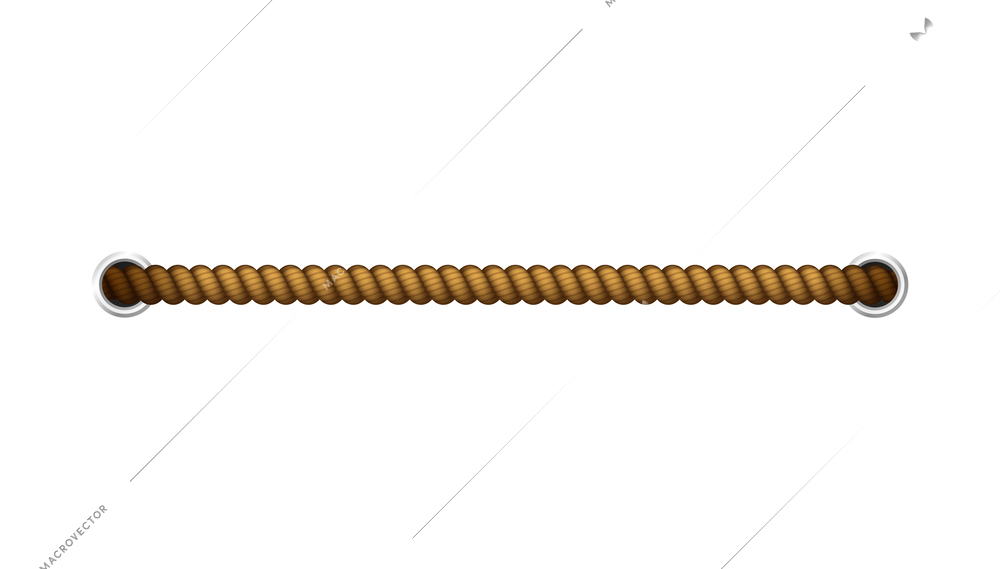 Straight rope with metal holes realistic decorative element vector illustration