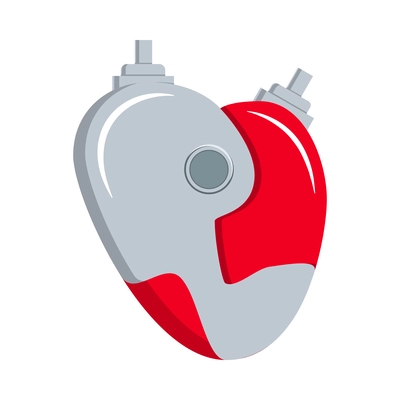 Bionic heart prosthesis flat icon vector illustration