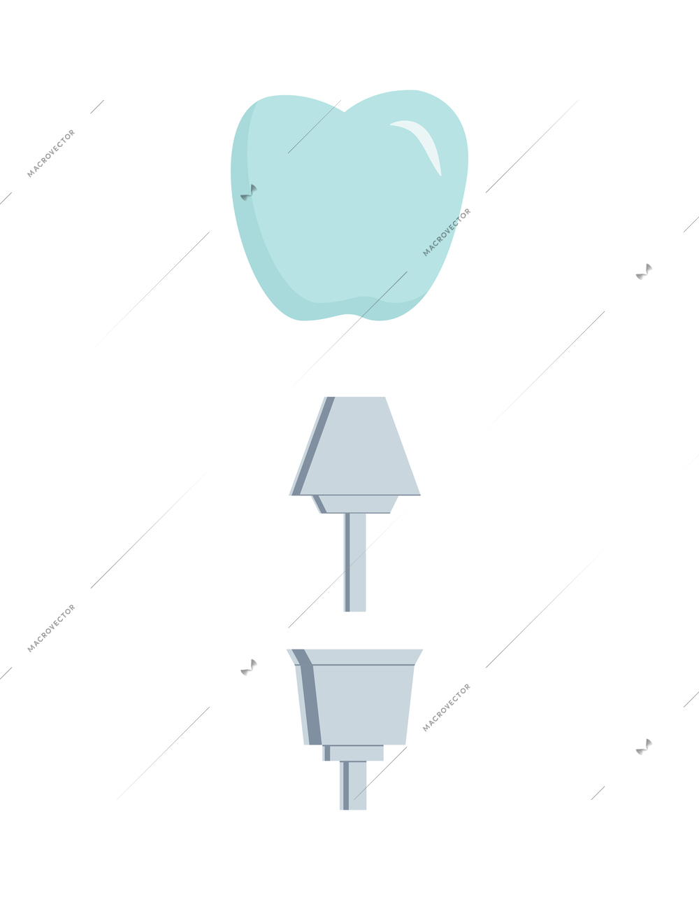 Dental prosthesis artificial teeth flat icon vector illustration