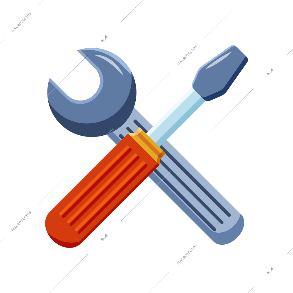 Repair settings symbol flat icon with wrench and screwdriver vector illustration
