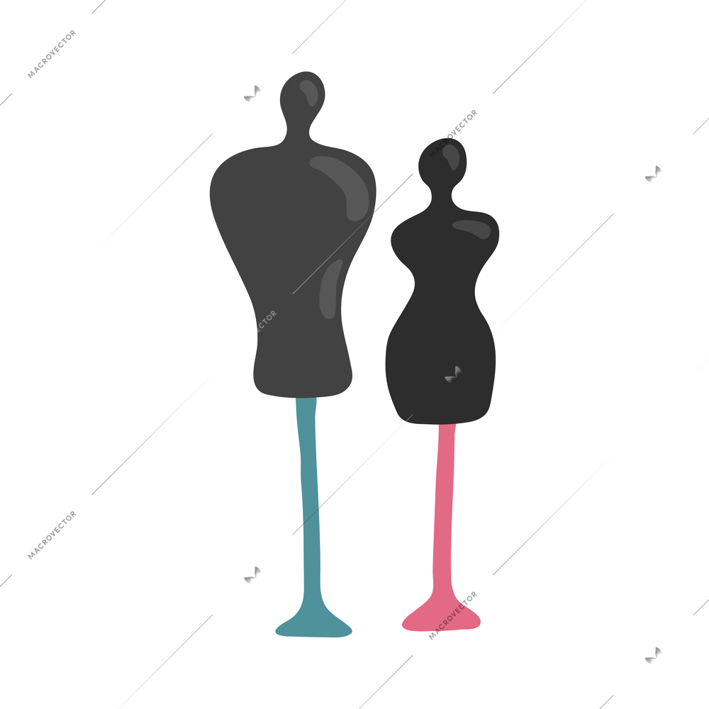 Garment factory flat icon with two blank mannequins vector illustration