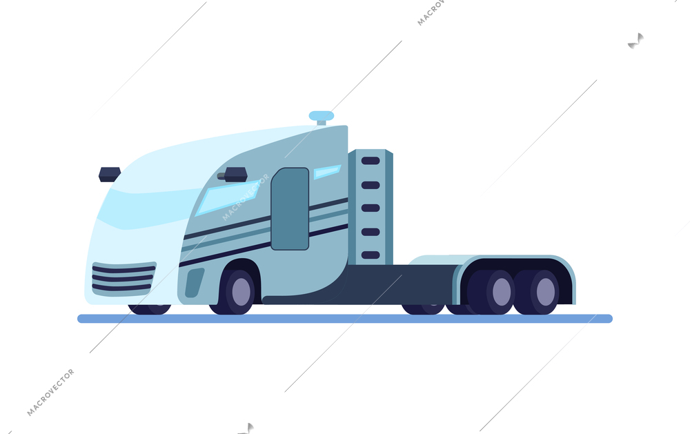 Autonomous vehicle unmanned truck flat icon vector illustration