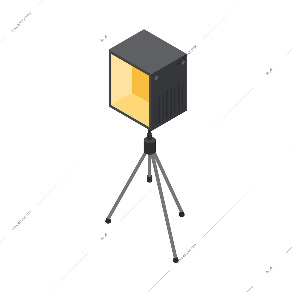 Professional photographer studio lighting isometric icon vector illustration