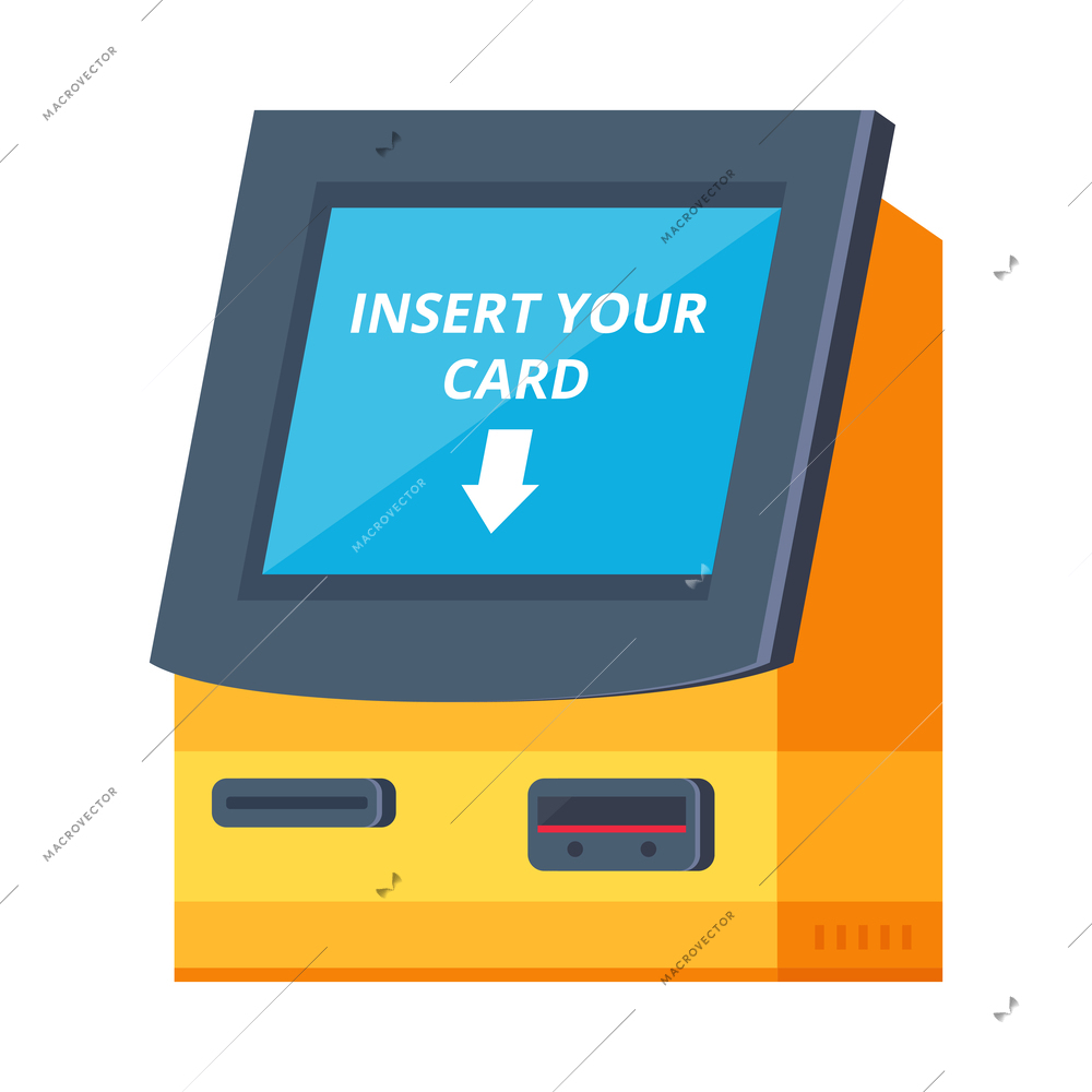 Atm screen in flat style on white background vector illustration