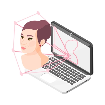 Virtual love dating app find partner online isometric icon vector illustration