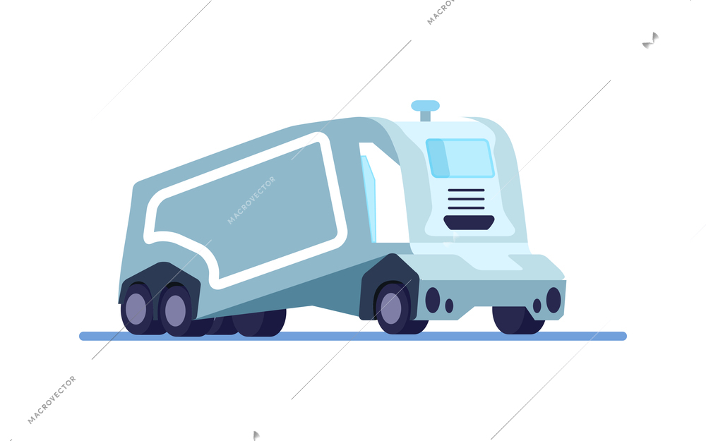 Unmanned truck autonomous vehicle flat icon vector illustration