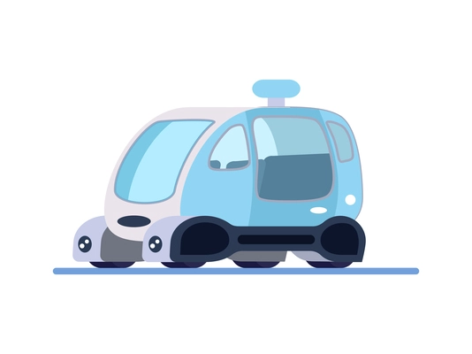 Unmanned passenger car autonomous car flat icon vector illustration