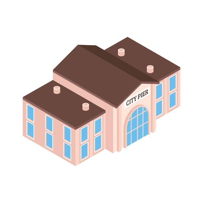 Sea port pier building isometric icon vector illustration