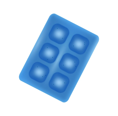 Realistic blue blister with medical pastils vector illustration