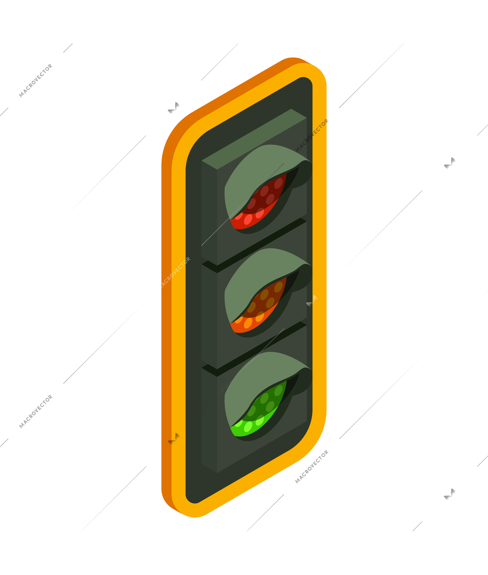 Traffic lights icon on white background isometric vector illustration