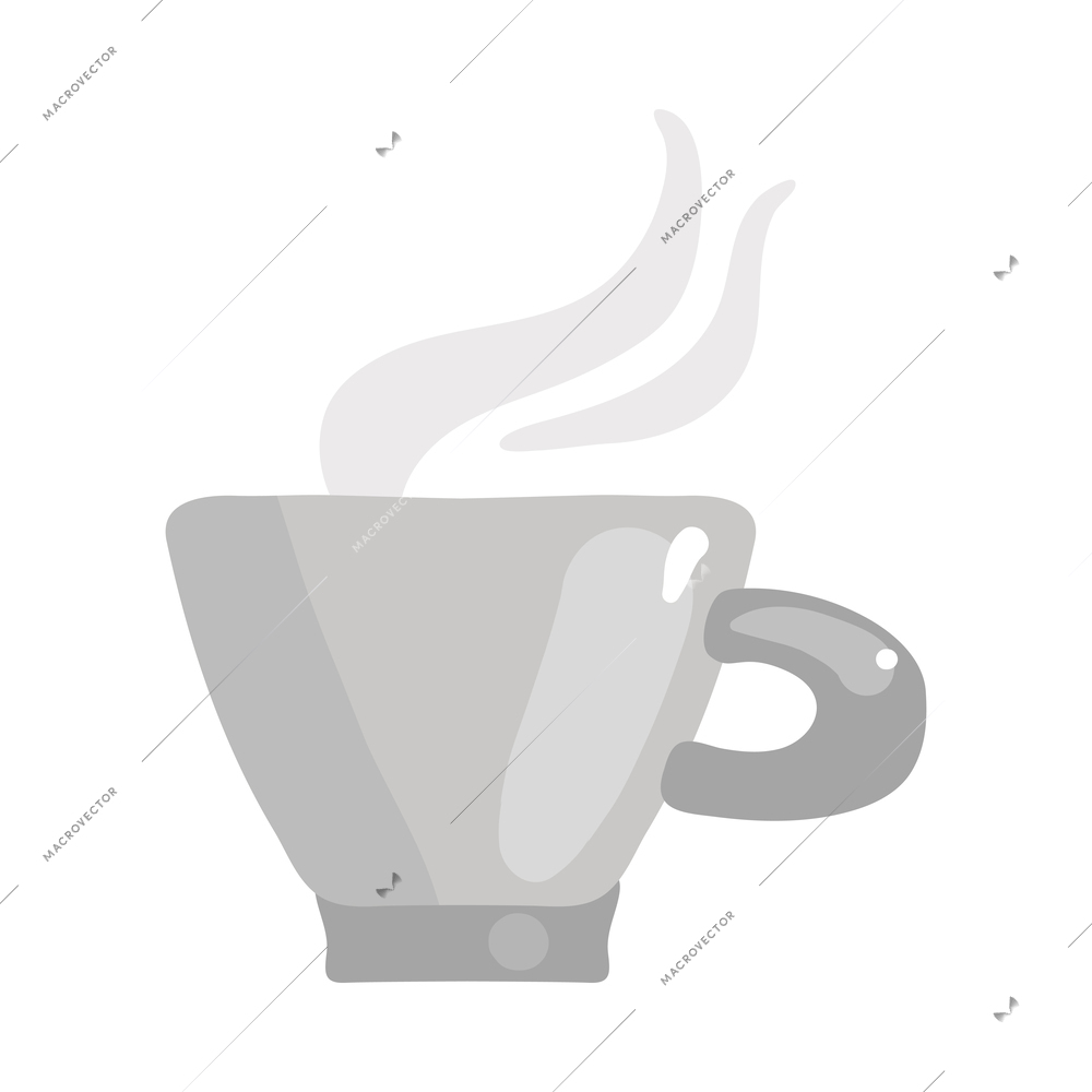 Cup of hot coffee or tea flat icon on white background vector illustration
