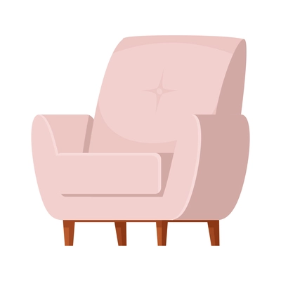 Flat soft textile armchair on white background vector illustration