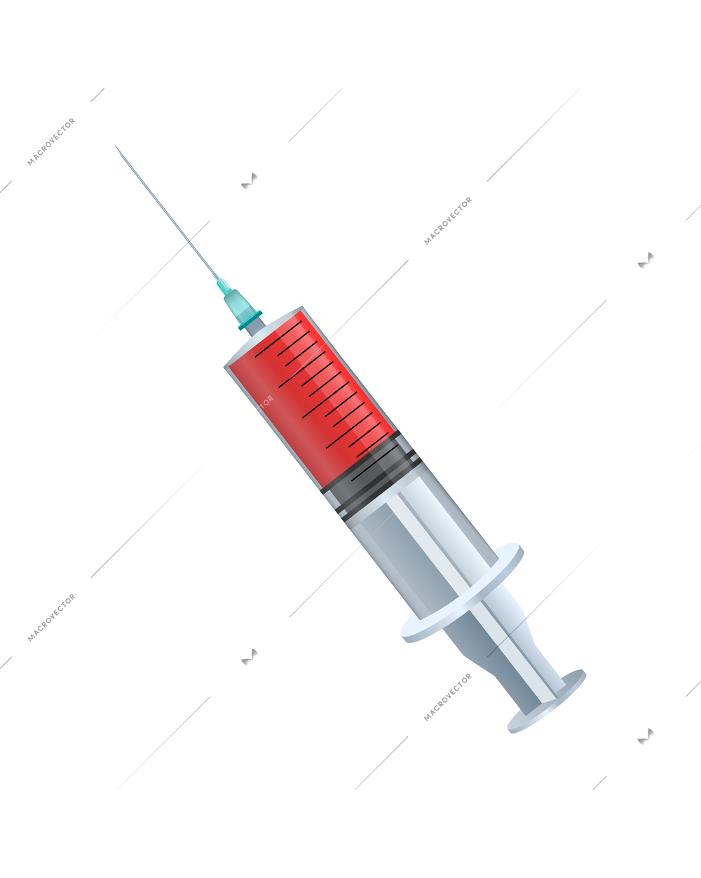 Realistic medical syringe on white background vector illustration