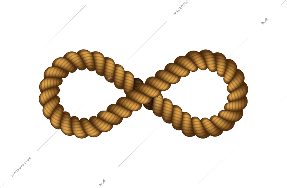 Infinity symbol made of rope realistic decorative element vector illustration