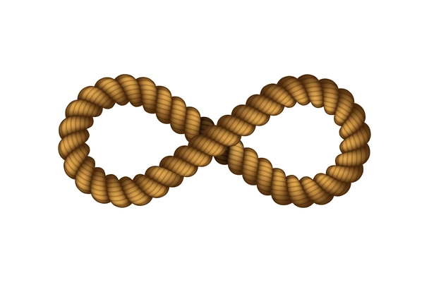 Infinity symbol made of rope realistic decorative element vector illustration