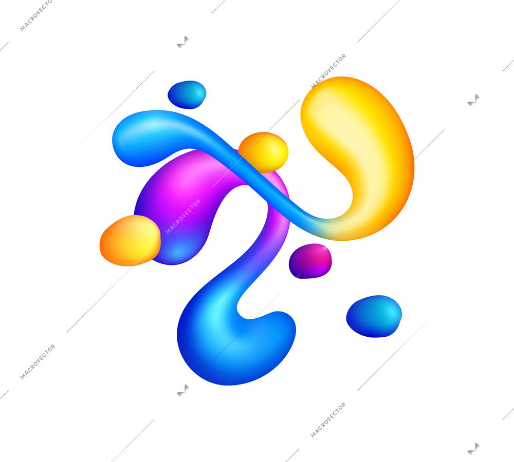 Cartoon neon fluid abstract holographic shape vector illustration