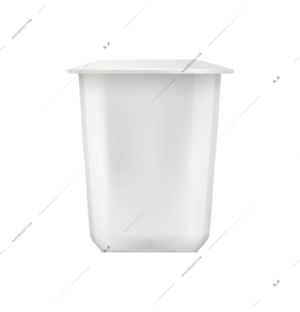 Yogurt package blank plastic pot isolated on white background realistic vector illustration