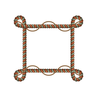 Decorative two color square rope frame realistic vector illustration