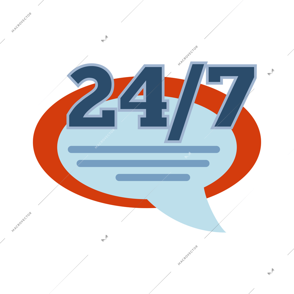 Twenty four hour online chat chatbot customer support flat icon vector illustration