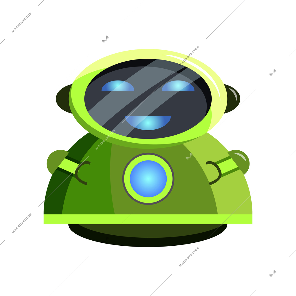 Chatbot chat messenger flat icon with cute green robot vector illustration