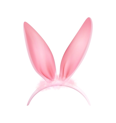 Photo booth party carnival accessory pink rabbit ears realistic vector illustration