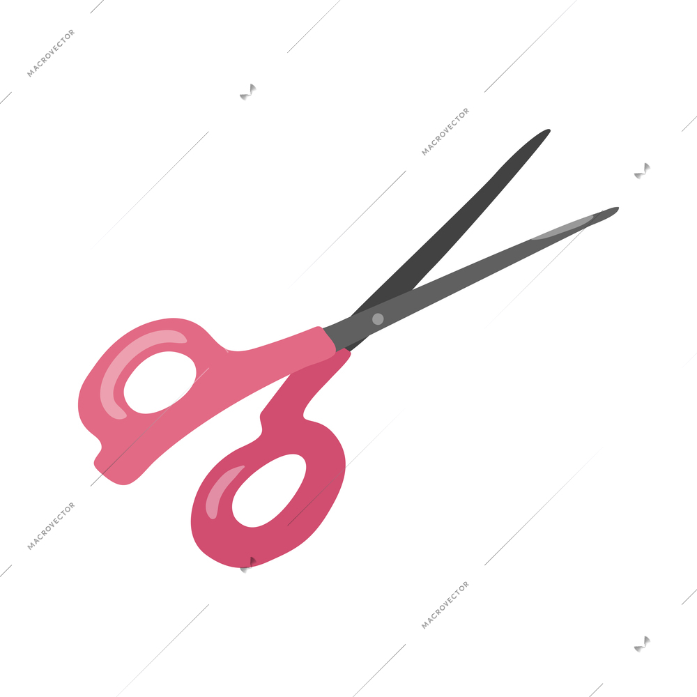 Flat scissors with pink plastic handles vector illustration