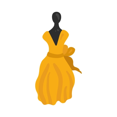 Black female mannequin in yellow dress flat vector illustration