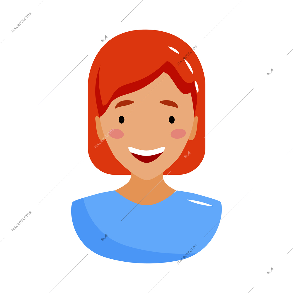 Chatbot chat messenger avatar flat icon with female human character vector illustration