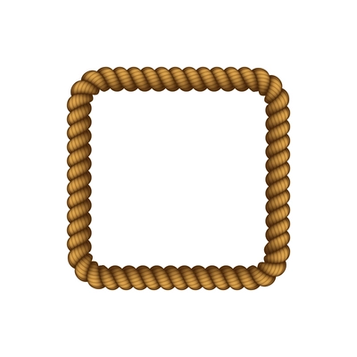 Square rope frame on white background realistic vector illustration