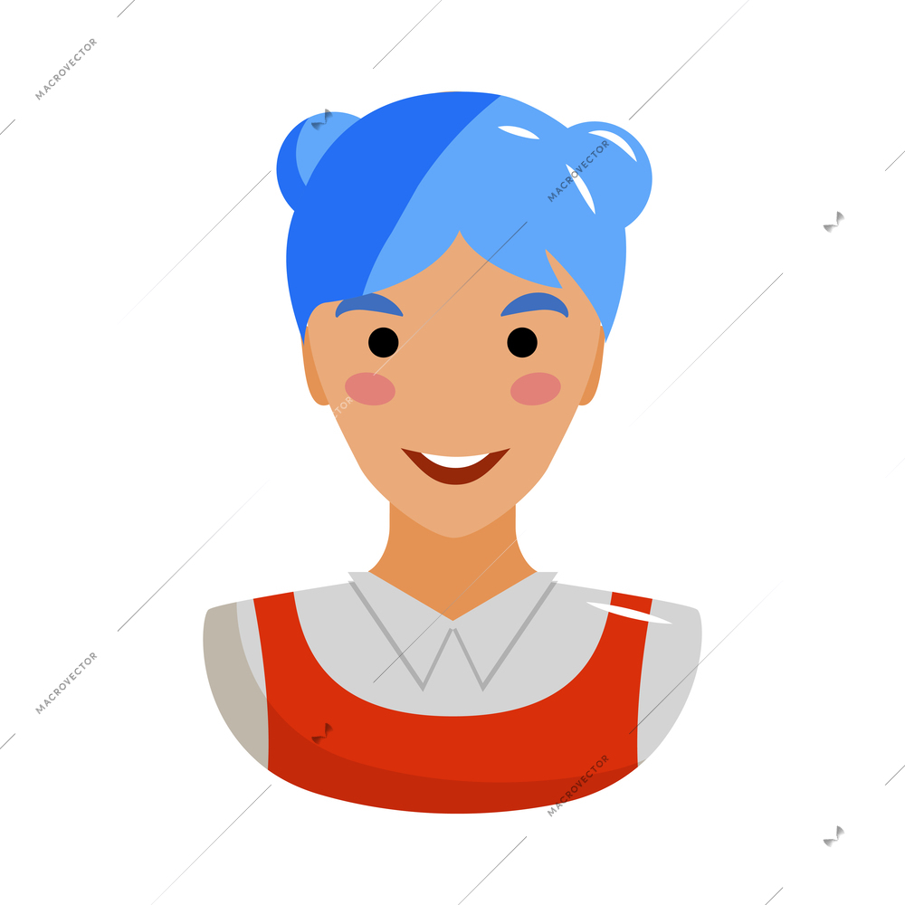 Chatbot chat messenger avatar flat icon with female character vector illustration