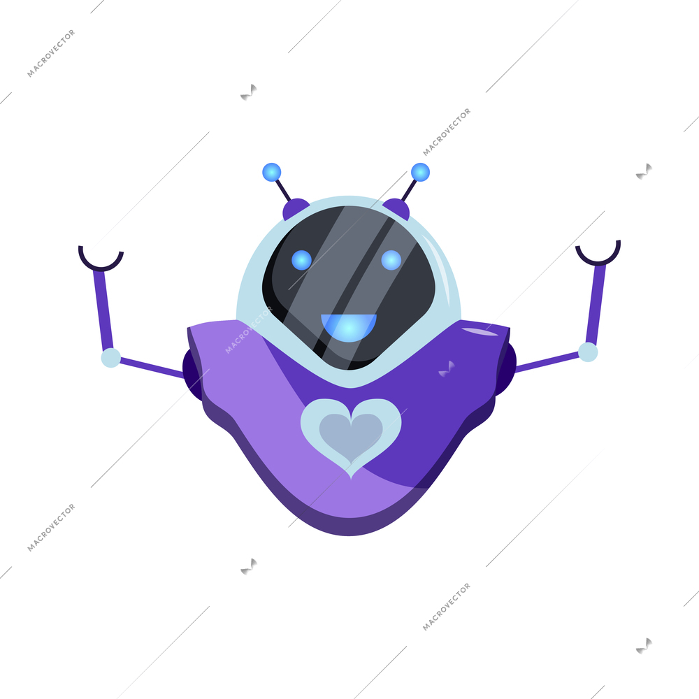 Chatbot chat messenger flat icon with robotic character vector illustration