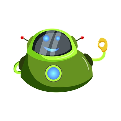 Chatbot support service flat icon with smiling robot vector illustration
